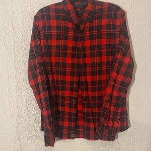 Banana Republic Red and Black Buffalo Checkered Men's Shirt Lux Flannel Hunter